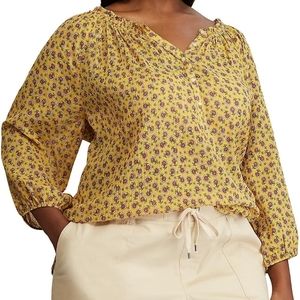 Plus Size Chaps Draped Elastic cuffed Blouse